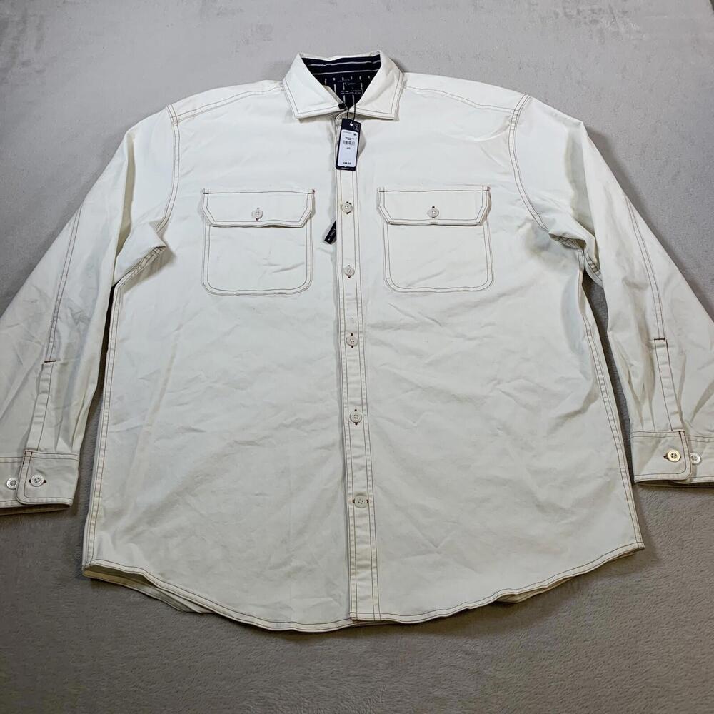 Tommy Hilfiger Casual Fit Stretch Shirt Mens Large White Long Sleeve‎ NEW W Flaw